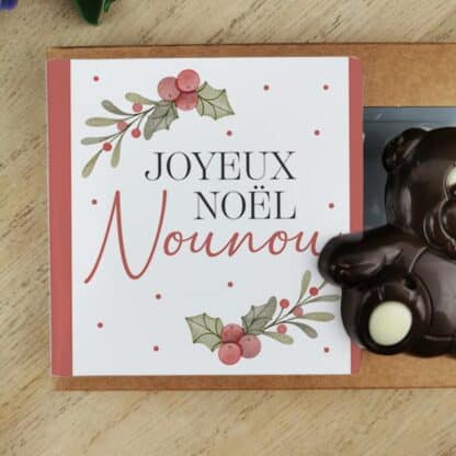 Oursons au chocolat noir x3 "Joyeux Noël Nounou" - Cadeau Noël – Image 4