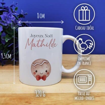 Mug "Joyeux Noël " personnalisé - Pain d'épice - Cadeau pour Noël