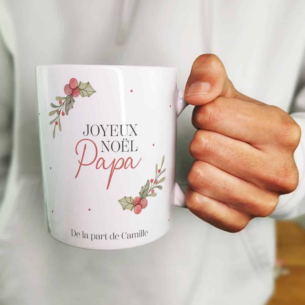 Cadeau papa. Mug personnalisé prénom joyeux noël papa - Joli Mug