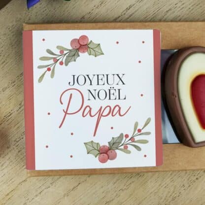 Cœurs au chocolat au lait rouge et blanc x4 "Joyeux Noël Papa" - Cadeau Noël