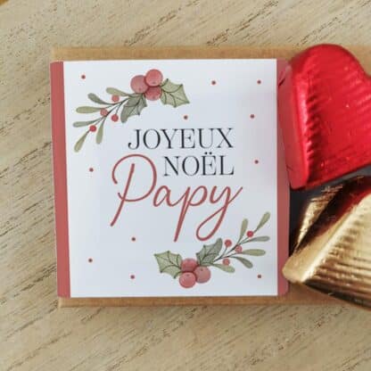Cœurs au chocolat au lait et chocolat noir praliné x8 "Joyeux Noël Papy"  - Cadeau de Noël