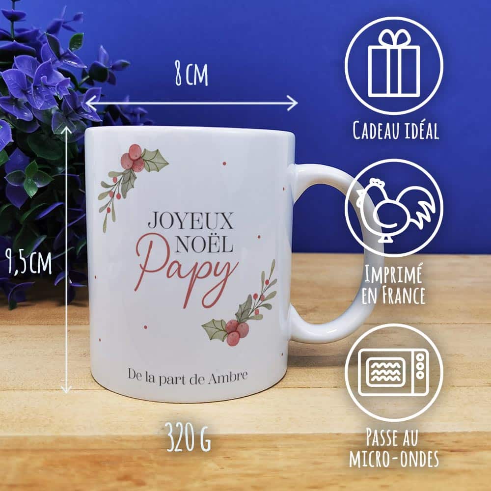 Mug Joyeux Noël Maman personnalisé et ses guimauves coeurs x10