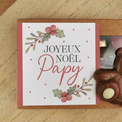 Oursons au chocolat au lait x3 "Joyeux Noël Papy"  - Cadeau de Noël
