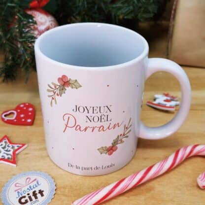 Mug "Joyeux Noël Parrain" personnalisé - Cadeau Noël