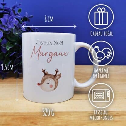 Mug "Joyeux Noël " personnalisé - Rennes - Cadeau pour Noël