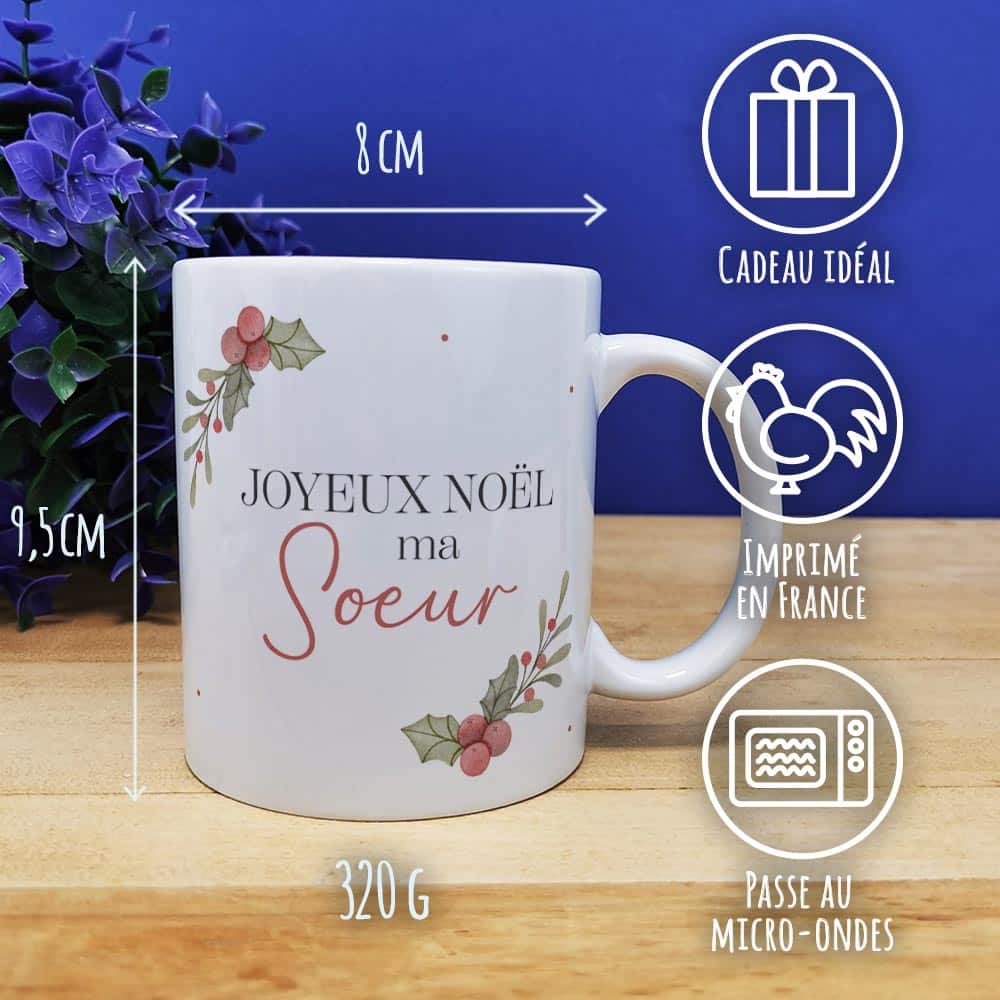 Cadeau noël grande-sœur  Idée cadeau mug de noël avec prénom