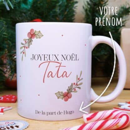 Mug "Joyeux Noël Tata" personnalisé - Cadeau Noël