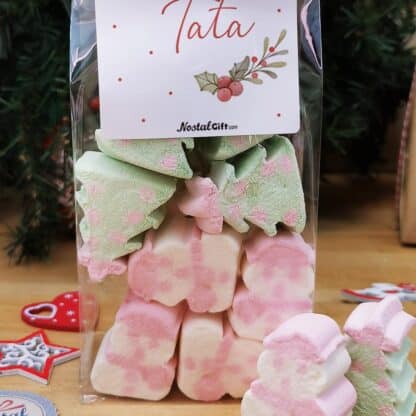Sachet de guimauves - 5 sapins et 5 bonhomme de neige - "Joyeux Noël Tata" - Cadeau Noël – Image 3