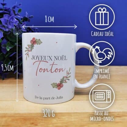 Mug "Joyeux Noël Tonton" personnalisé - Cadeau Noël