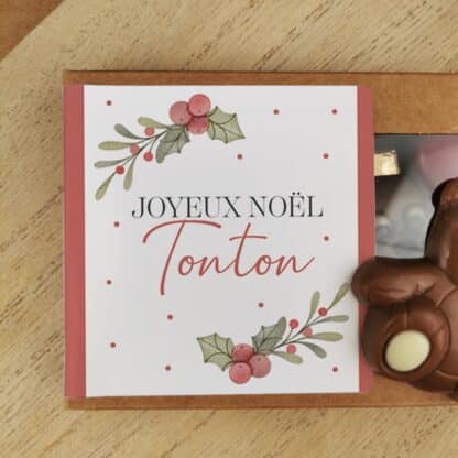 Oursons au chocolat au lait x3 "Joyeux Noël Tonton" - Cadeau Noël