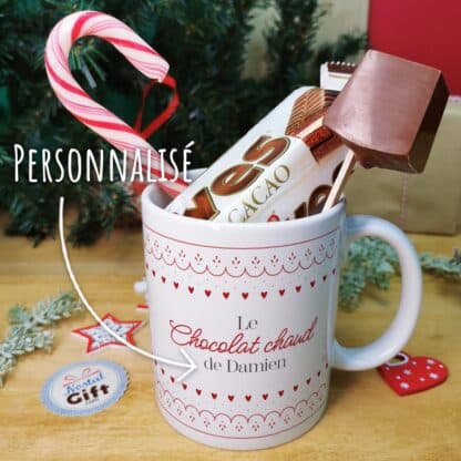 Mug "Le chocolat chaud" personnalisé et ses confiseries rétro - Cadeau de Noël