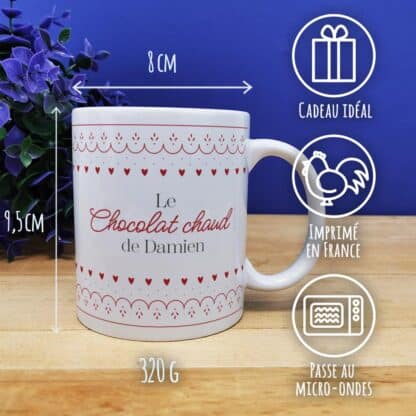 Mug "Le chocolat chaud"  - Cadeau pour Noël :  mamie,  maman - cadeau personnalisé