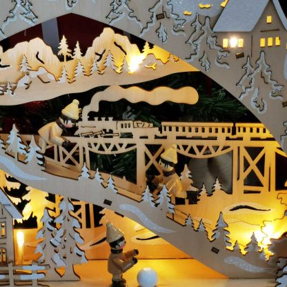 Village lumineux de Noel - Calendrier de l'Avent en bois - "Plaisir du Ski"