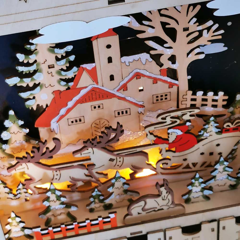 Village lumineux de Noel - Calendrier de l'Avent en bois - Rêve