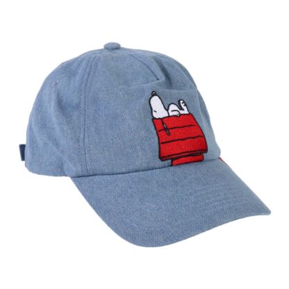 Snoopy - Casquette baseball brodée sur tissu bleu