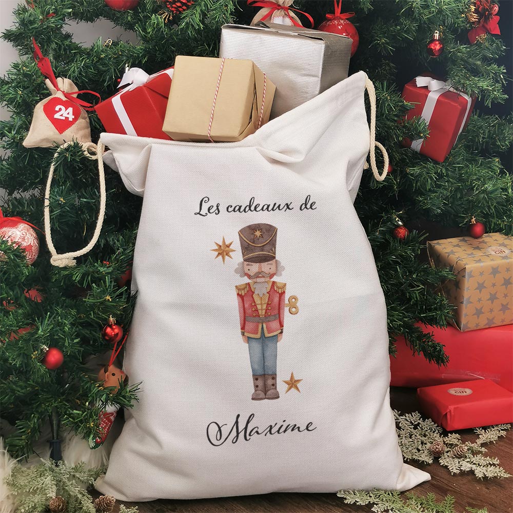 Grand sac cadeau de Noël publicitaire - Grand sac de Noël personnalisable