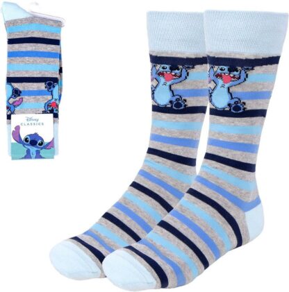 Paire de chaussettes grises à rayures Stitch - Taille 40/46 - Disney