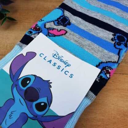 Paire de chaussettes grises à rayures Stitch - Taille 40/46 - Disney