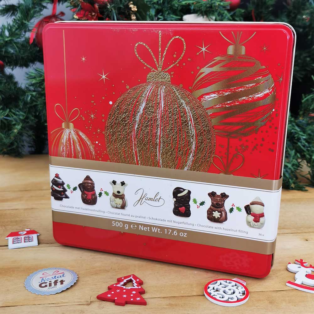 Chocolats de Noël - Boîte de chocolat rouge à partager 500g - Assortiment  de chocolats belges boite Métal 