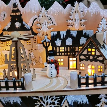 Village de Noel lumineux en bois - Lampe Rêve hivernal - Décoration de Noel