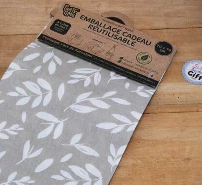 Emballage cadeau Furoshiki - Réutilisable gris en coton - 70 x 70 cm