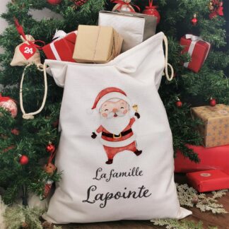 Hotte de Noël XXL personnalisée - "Les cadeaux de ..." - Père Noël