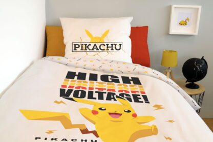 Pokermon - Housse de couette 140x200 et Taie d'oreiller - Pikachu "High Voltage" - Coton