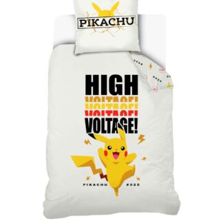 Pokermon - Housse de couette 140x200 et Taie d'oreiller - Pikachu "High Voltage" - Coton