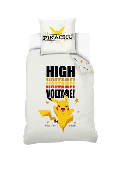 Pokermon - Housse de couette 140x200 et Taie d'oreiller - Pikachu "High Voltage" - Coton