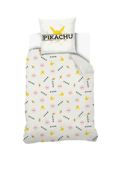 Pokermon - Housse de couette 140x200 et Taie d'oreiller - Pikachu "High Voltage" - Coton