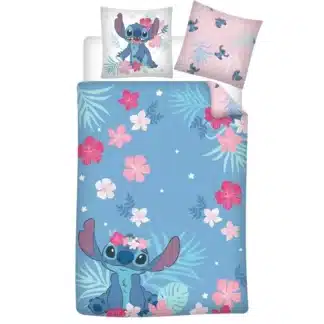 Stitch fleurs - Housse de couette  en coton  1 à 2 personnes (140 x 200 cm) - Motifs fleurs
