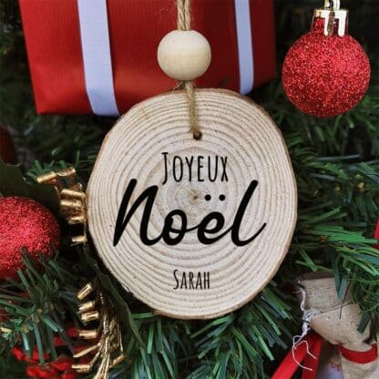 Boule de noël en bois - Personnalisé avec Prénom - Joyeux Noël