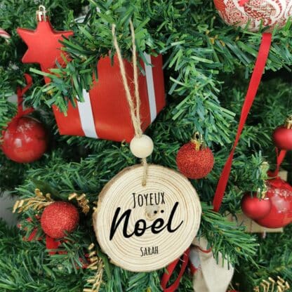 Boule de noël en bois - Personnalisé avec Prénom - Joyeux Noël