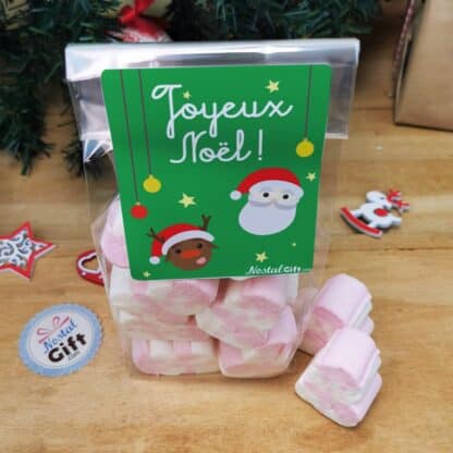 Sachet de guimauve sapin de Noël x 10 - "Joyeux Noël"  - Cadeau Noël retro