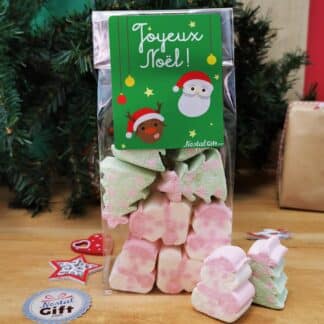 Sachet de guimauve sapin de Noël x 5 et Bonhomme de neige x5 - "Joyeux Noël "