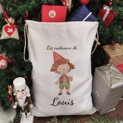 Hotte de Noël XXL personnalisée - "Les cadeaux de ..." - Père Noël