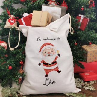 Hotte de Noël XXL personnalisée - "Les cadeaux de ..." - Père Noël