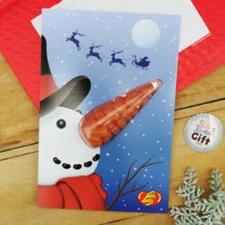 Jelly Belly - Carte de voeux Jelly Belly goût mandarine - Bonhomme de neige