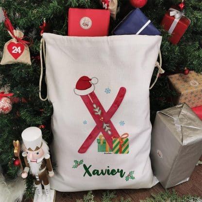 Hotte de Noël XXL personnalisée - Lettre et prénom