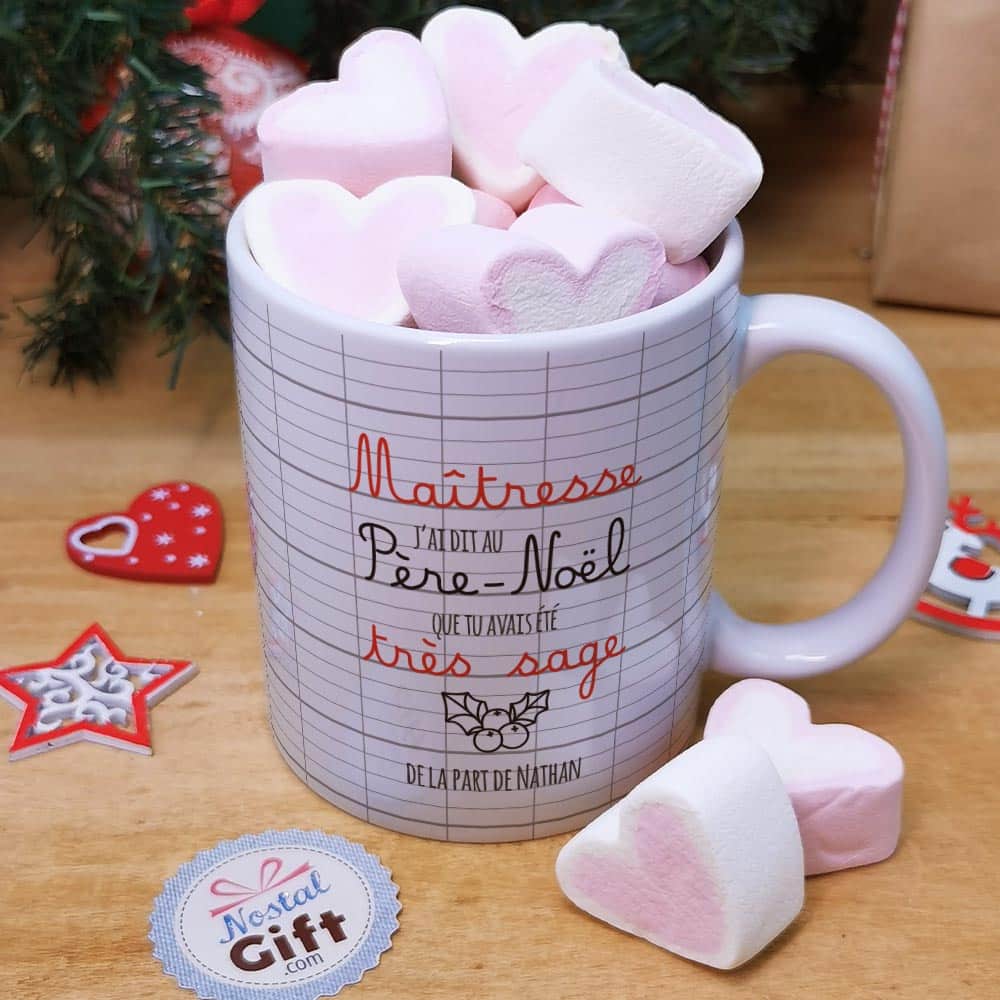 Mug Noël Nounou - Maîtresse - Atsem - Marraine - personnalisé - Cadeau de  Noël