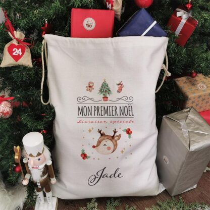 Hotte de Noël XXL personnalisée - Mon premier Noël - Renne – Image 2