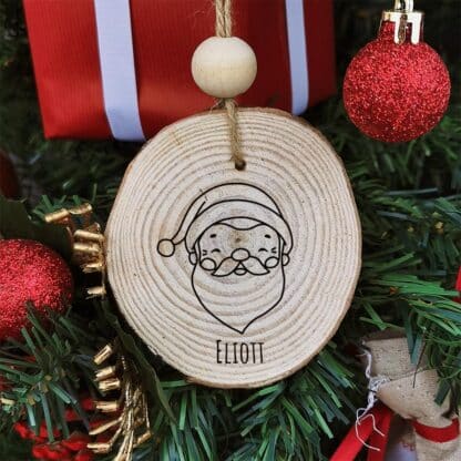 Boule de noël en bois - Personnalisé avec le prénom - Père Noël – Image 2