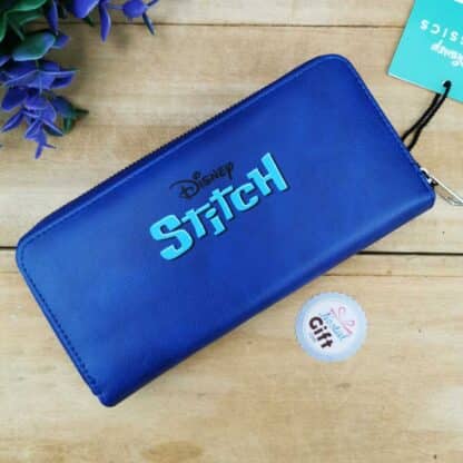 Portefeuille Stitch - bleu avec range carte et pochette zippée - Disney