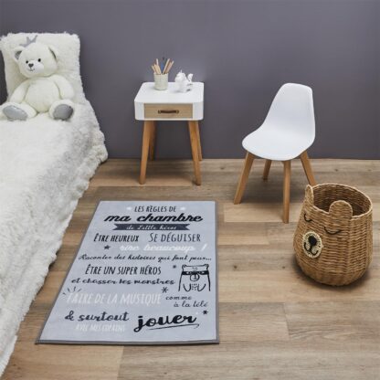 Tapis chambre enfant "Règles de la chambre" - Rose