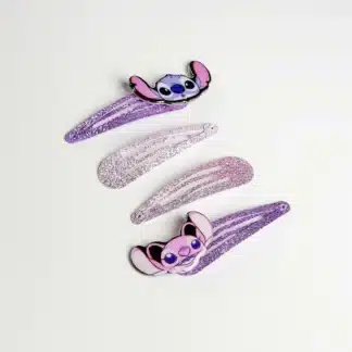 4 barrettes Stitch pour cheveux - Rose et violet (Disney)