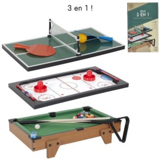 Table de Jeu 3 en 1 - Ping Pong / Billard / Hockey