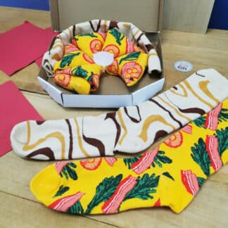 Coffret cadeau chaussettes - 4 paires de chaussettes pliage Pizza