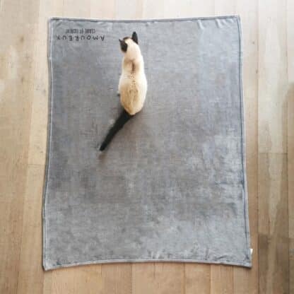 Plaid doux gris personnalisé Amoureux - 125x150 cm - Cadeau Saint Valentin