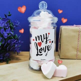 Bonbonnière coeurs guimauve  "My Love" - Cadeau Saint Valentin