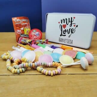Coffret bonbons des années 80 "My Love"(Boîte en métal) - cadeau personnalisé